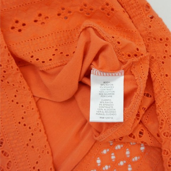 Joseph A Womens Top Coral M Lace Cap Sleeve Lace High Low Hem Knit Shirt - Picture 5 of 5